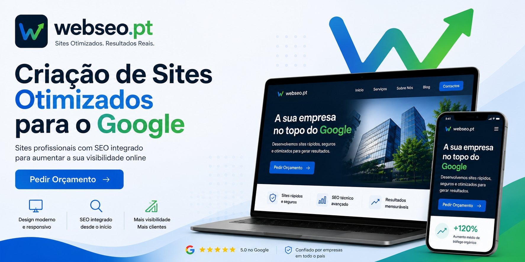 Criação de Sites Otimizados para o Google — webseo.pt. Sites profissionais com SEO integrado para aumentar a sua visibilidade online.